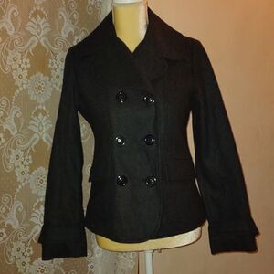 Guess Wool Blend Black Jacket Women's‎ Size S Classic Double breasted Coat
